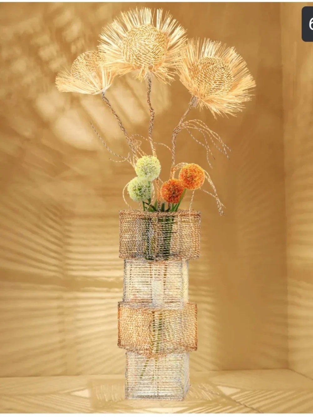 LUVODI FLOOR LAMPS 43-in Multiple finishes Standard Floor Lamp with Rattan Shade